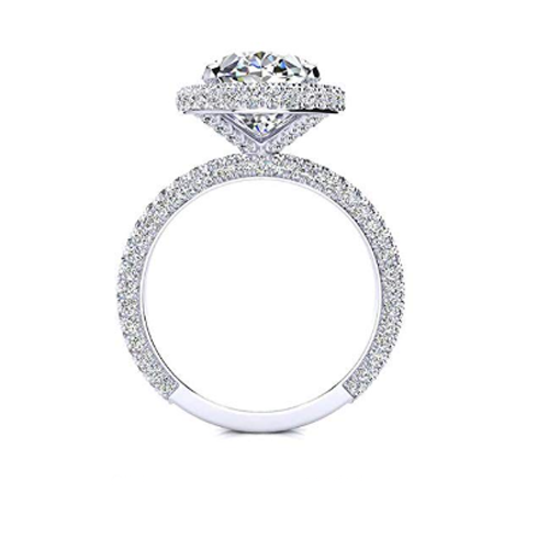 Brillant Coussin Antique Bague Halo en Or 14K Blanc – vue de face