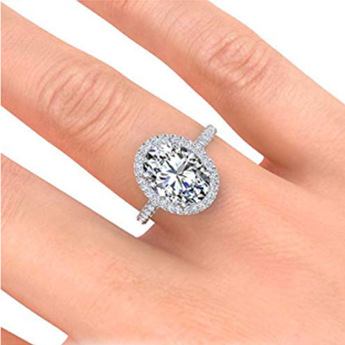 Raffiné Brillant Bague Halo 6,50 carats – vue d'angle