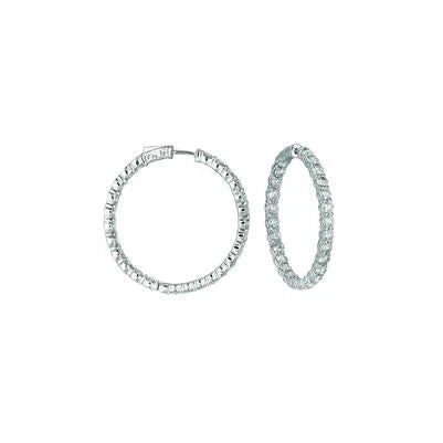 Paire De Boucles D'Oreilles En Or Blanc 14K Avec Réel Diamant Brillant Rond De 8,01 Carats