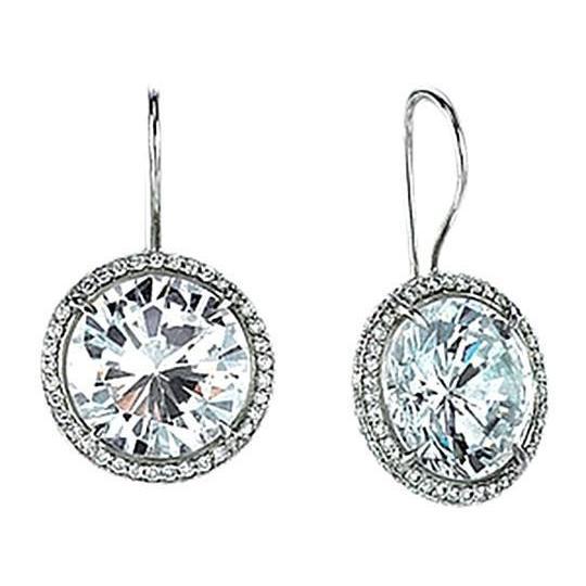 Paire De Boucles D'Oreilles Pendantes Réel Diamant Scintillant Se 4.50 Carats En Or Blanc