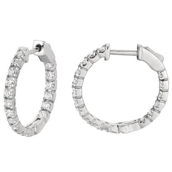 Paire De Boucles D'Oreilles Pour Femmes En Or Blanc Avec Réel Diamants Ronds Et Brillants De 2 Carats