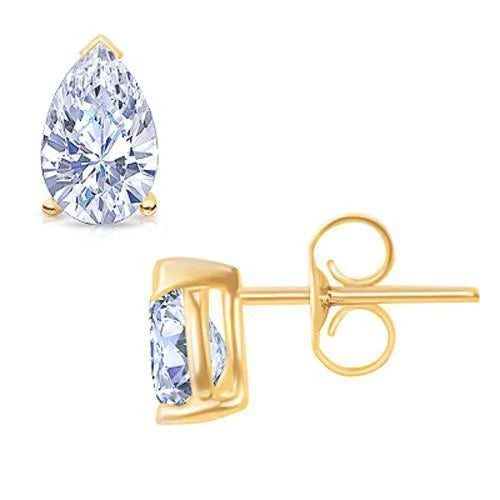 Paire De Boucles D'Oreilles Réel Diamant 1 Carat G VS1 En Or Jaune 14K