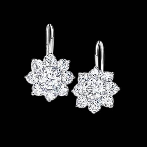 Paire De Boucles D'Oreilles Réel Diamants 4 Carats Boucles D'Oreilles Pendantes En Or Blanc 14K