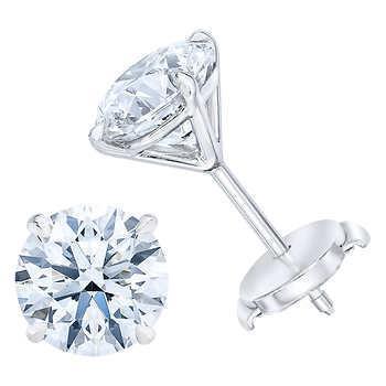 Paire De Boucles D'Oreilles Réel Diamants Ronds En Or Blanc 2.40 Ct 14K Joaillerie Fine