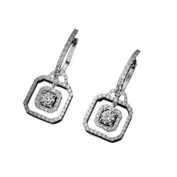 Paire De Boucles D'oreilles En Or Blanc Avec Réel Diamants De 3.25 Carats