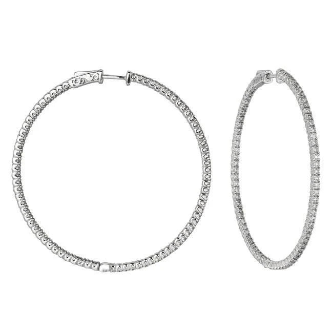 Paire De Boucles D'oreilles En Or Massif 14K Avec Réel Diamants Ronds Et Brillants De 3 Carat Nouveau