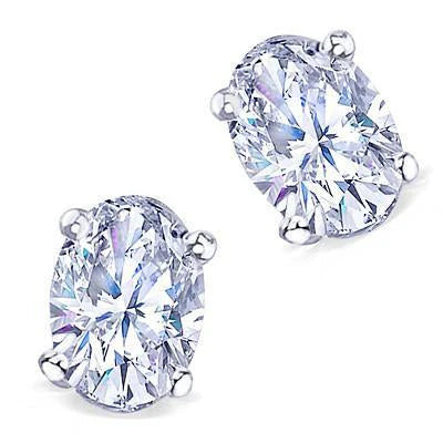 Paire De Boucles D'oreilles Réel Diamant 4 Carats Vs1 Boucle D'Oreille Diamant Ovale Or Blanc