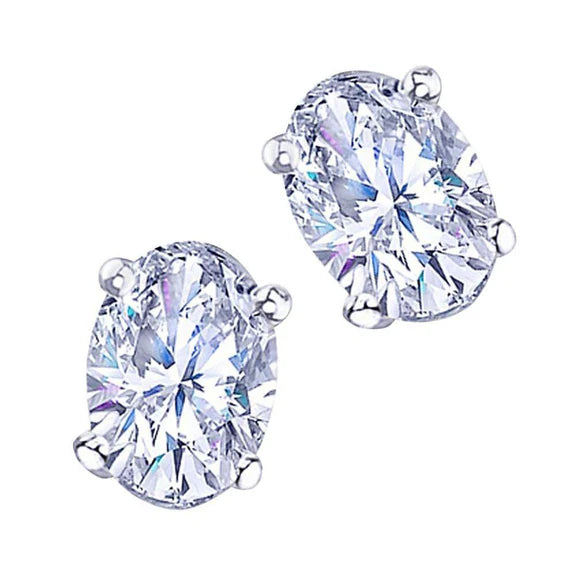 Paire De Boucles D'oreilles Réel Diamant 4 Carats Vs1 Boucle D'Oreille Diamant Ovale Or Blanc