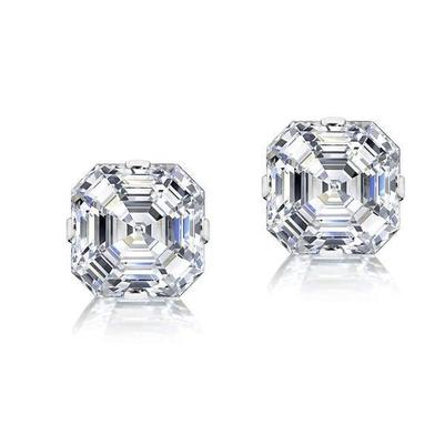 Paire De Boucles d'Oreilles Femme 2 Carats Réel Diamant Taille Asscher Or Blanc 14K