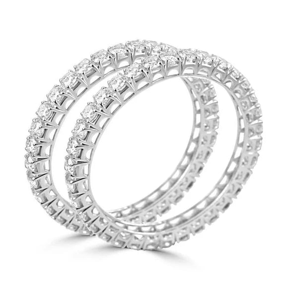 Paire De Bracelet En Or Blanc Avec Réel Diamants Etincelants De 25,60 Carats