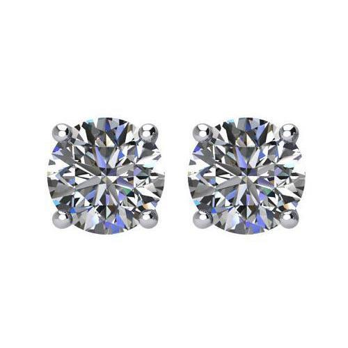 Paire De Clous D'oreilles Solitaires Réel Diamants Coupe Ronde 5 Carats Or Blanc