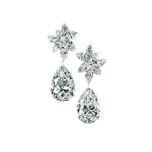 Paire de Boucles D'Oreilles Diamant Poire Naturel Diamant Boucle D'Oreille Or 3 Ct