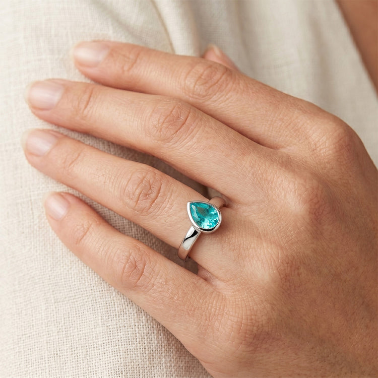 Paraiba Néon Bague Pierre de Couleur fait main 1,25 carats