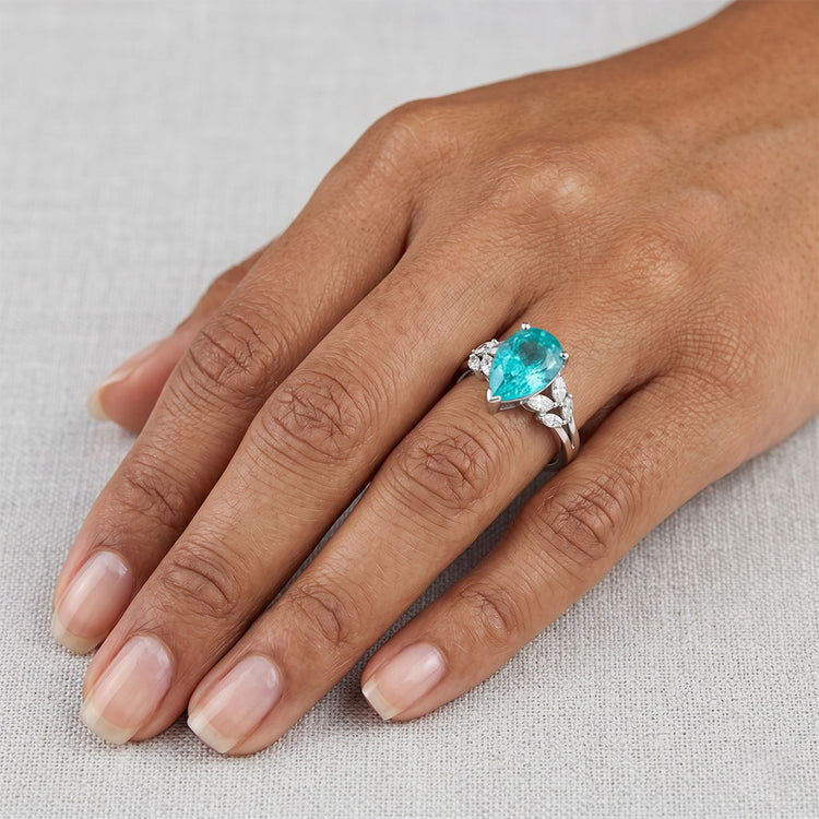 Paraiba Néon Pureté VVS Bague avec Gemme – 2 carats en Or Blanc