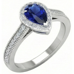 Saphir Bleu Royal taille Goutte Bague Pierre Précieuse 1 carats