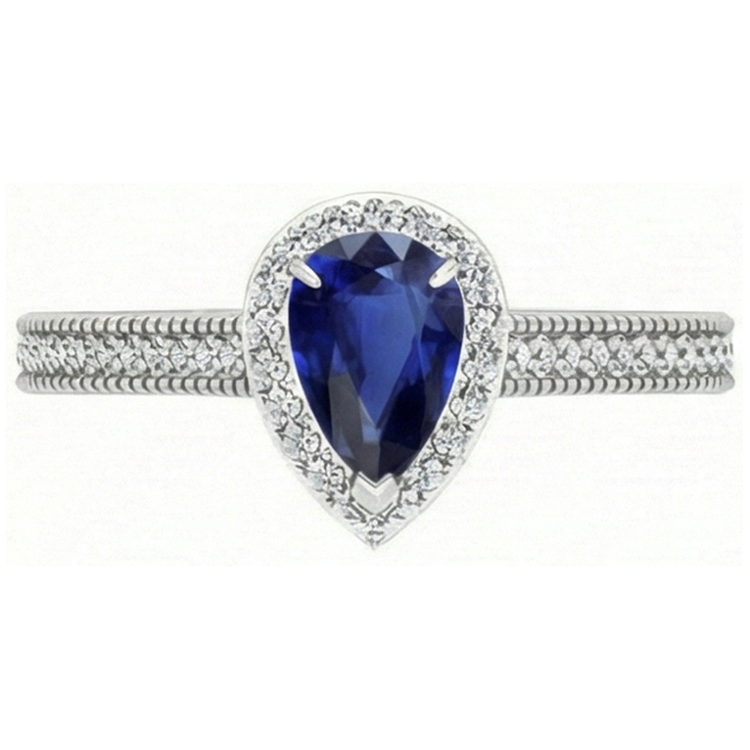 Fait à la main Saphir Bleu Royal Bague Pierre Précieuse 1 carats – vue de face