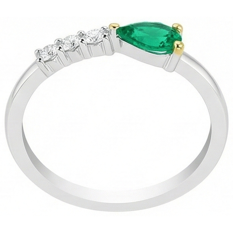 Émeraude Bague Pierre de Couleur – vue de face