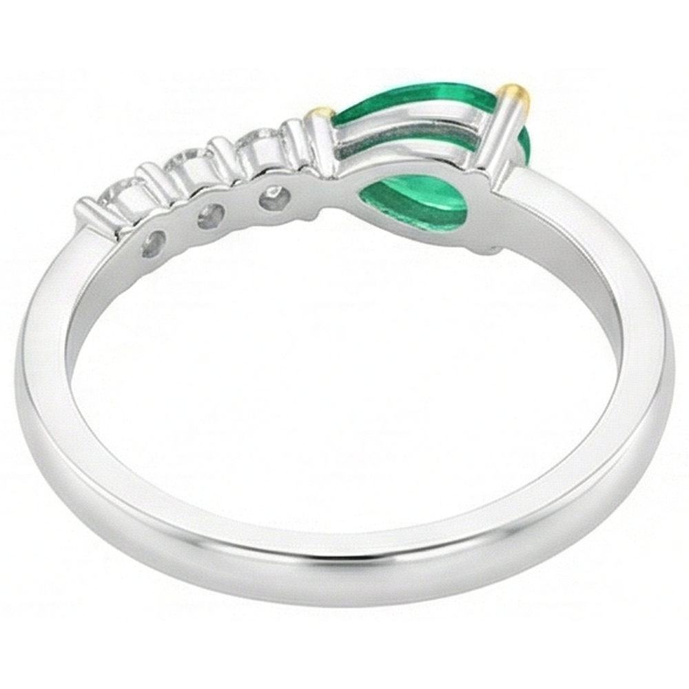 Taille Poire Émeraude bague en Or Deux Tons 14 Carats – vue arrière