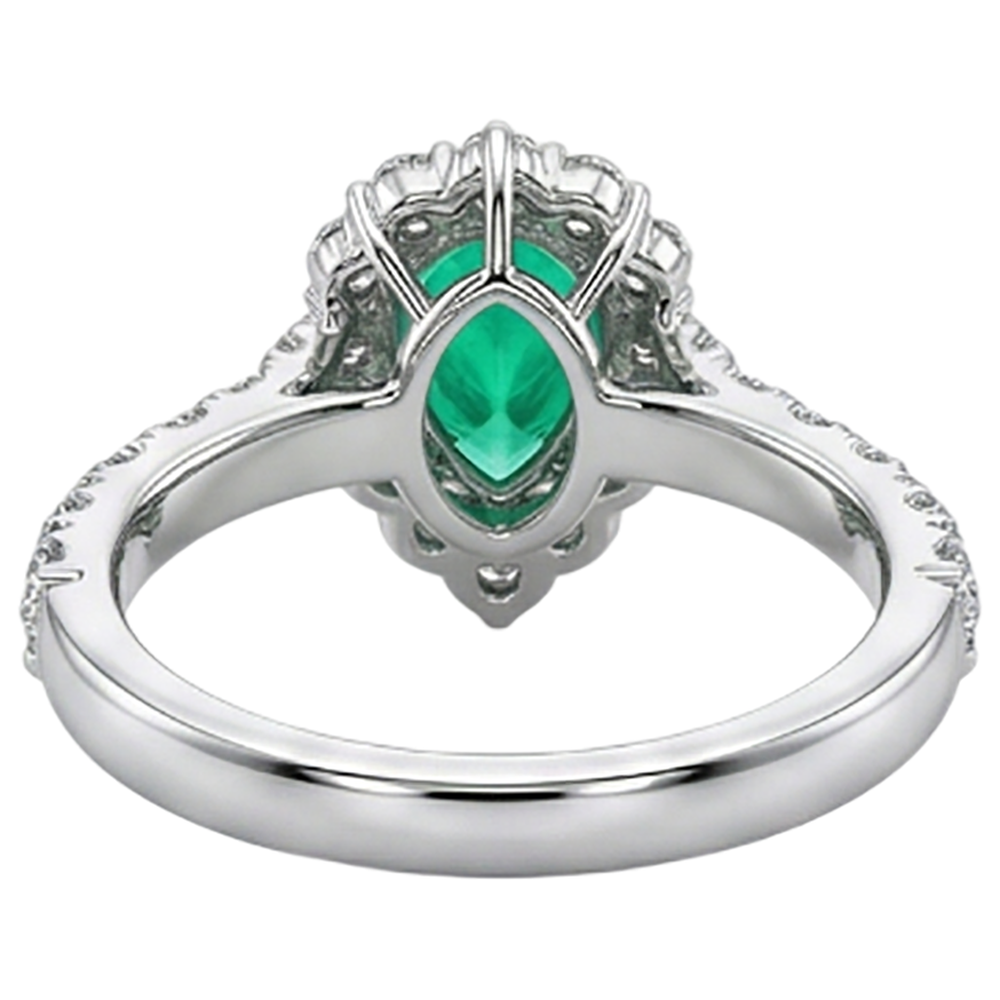 Goutte Émeraude Colombienne bague en Or Bicolore 14 Carats – vue arrière