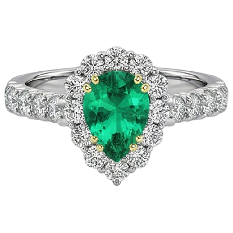 Émeraude Colombienne Bague avec Gemme 2 carats Or Bicolore 14 Carats – vue de profil