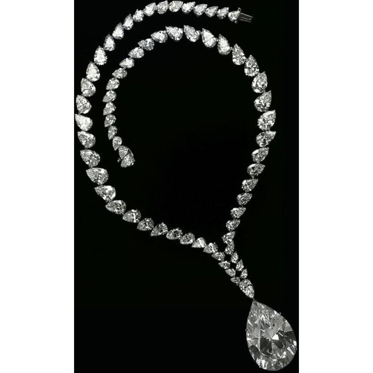 Pear Cut Réel Diamond Necklace White Gold Jewelry New 31 Carats