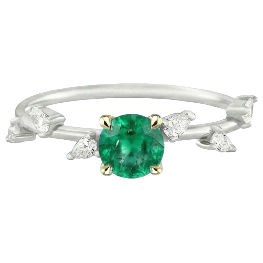 Émeraude Bague avec Gemme 2 carats Or 14K Bicolore – vue d'angle