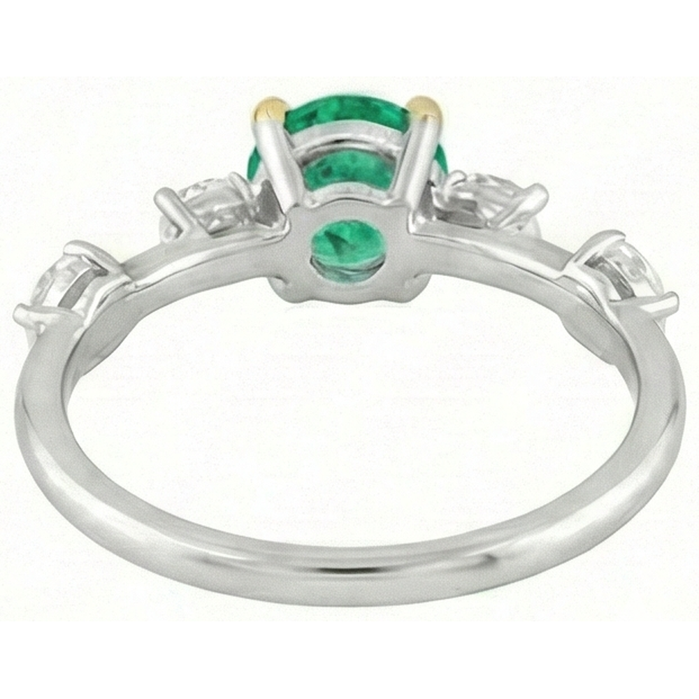 Émeraude Bague avec Gemme 2-carats Or 14K Bicolore – vue de dessus