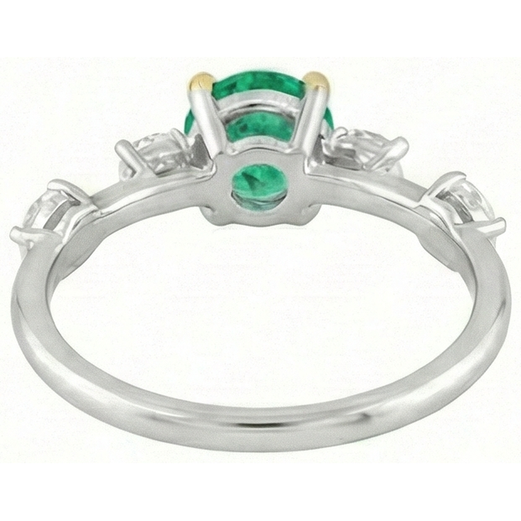 Émeraude Bague avec Gemme 2-carats Or 14K Bicolore – vue de dessus