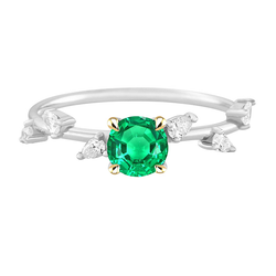 Étincelant GIA Certifié Émeraude Bague avec Gemme – 2 carats Or