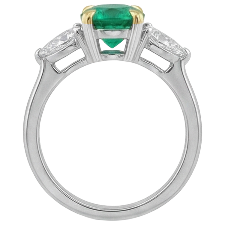 Fin Émeraude Bague avec Gemme 2 carats – vue de dessus