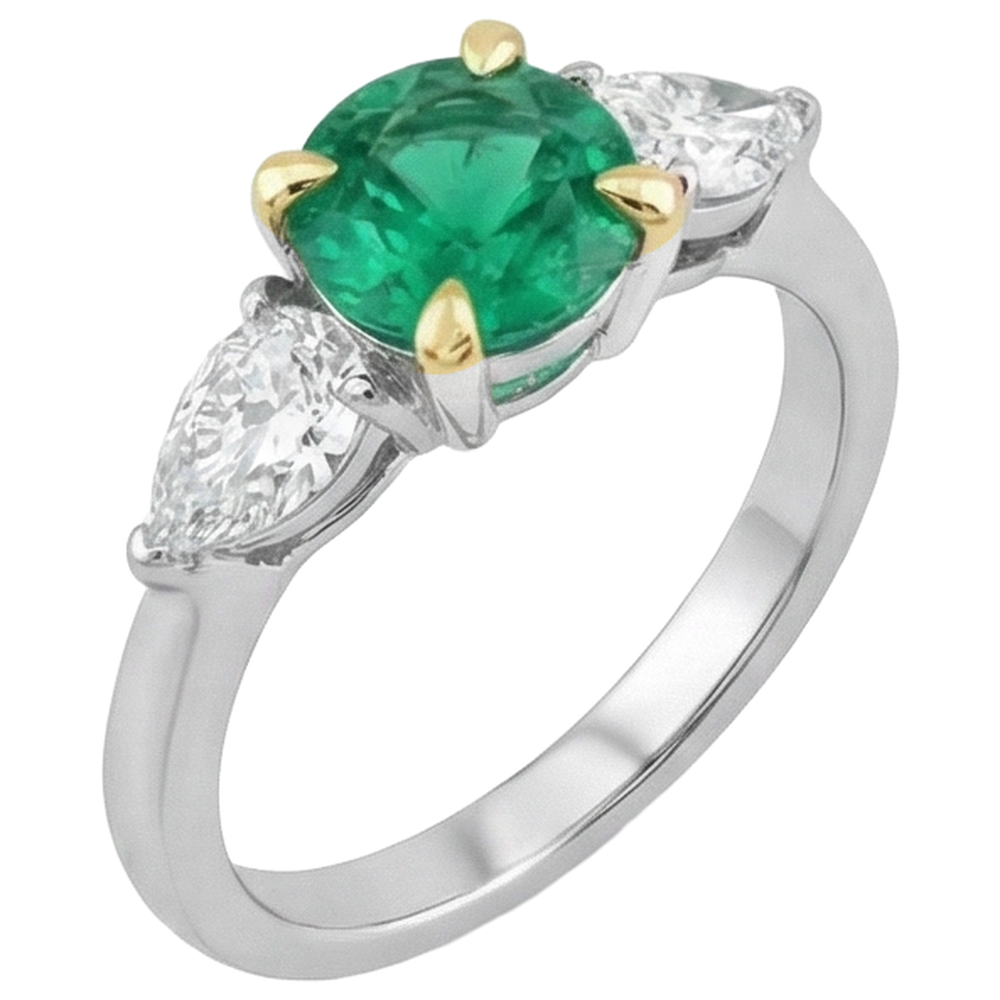 Fin Émeraude Bague avec Gemme 2 carats – vue de côté