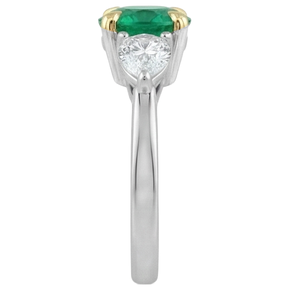 Bague avec Gemme Or 14K Bicolore avec Émeraude – vue de profil