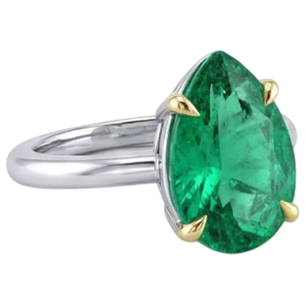 Sophistiqué Émeraude Colombienne Bague avec Gemme 3 carats – vue de dessus