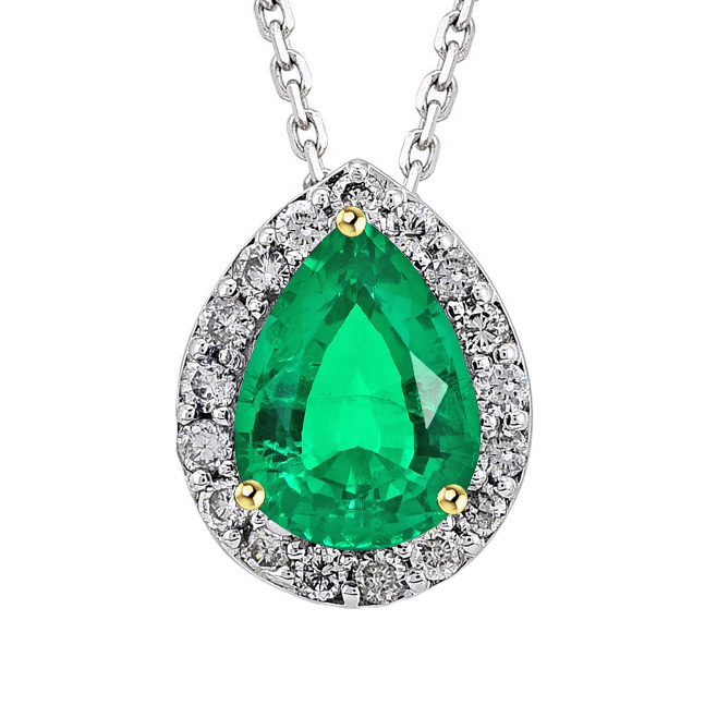 Émeraude Colombienne Pendentif Pierre Précieuse 3-carats Or Bicolore 14 Carats – vue principale