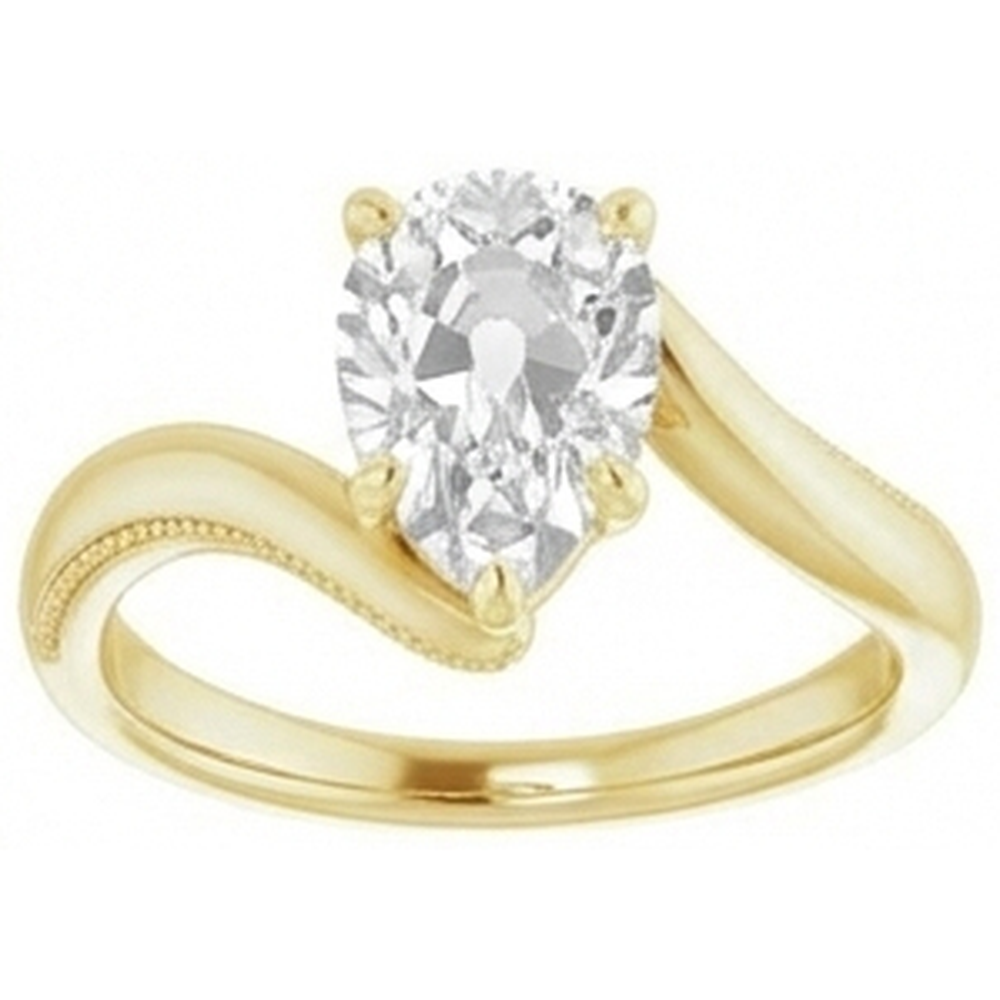 Bague Mono-Pierre Or 14K Jaune avec Diamant – vue de côté