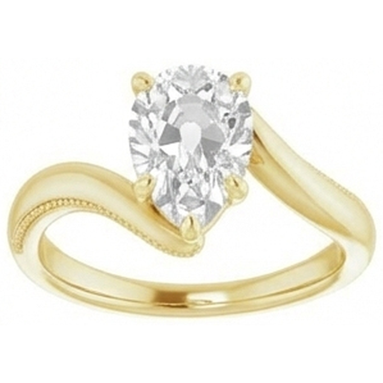 Bague Mono-Pierre Or 14K Jaune avec Diamant – vue de côté