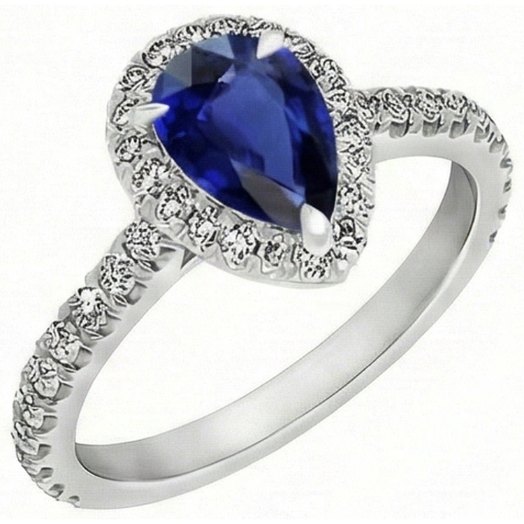 Haut de gamme Saphir Bleu Bague avec Gemme 2,50 carats – vue principale