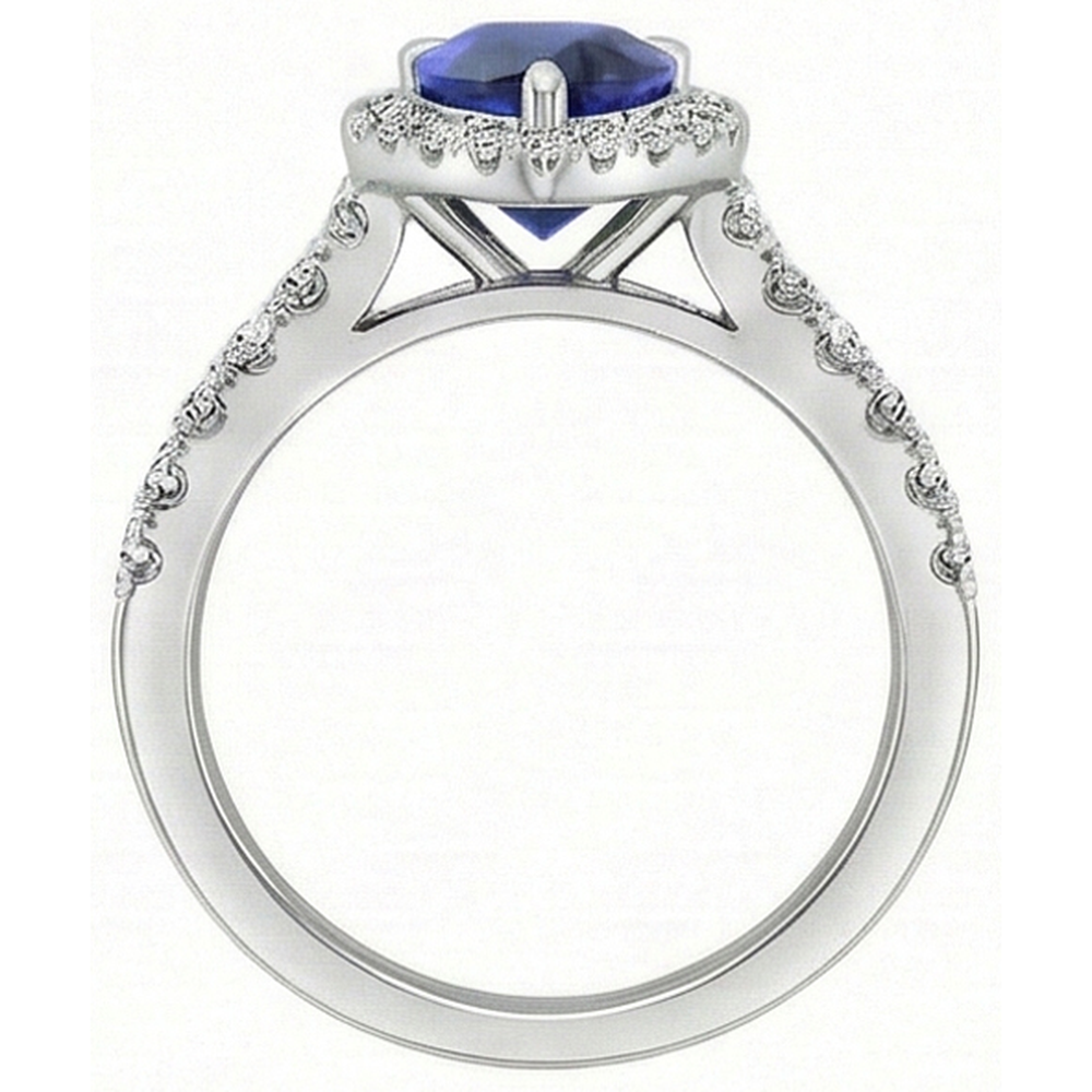Haut de gamme Saphir Bleu Bague avec Gemme 2,50 carats – vue de profil