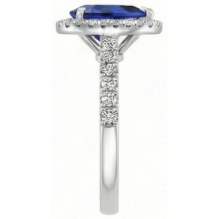 Saphir Bleu Bague avec Gemme 2,50-carats Or Blanc 14 Carats – vue d'angle