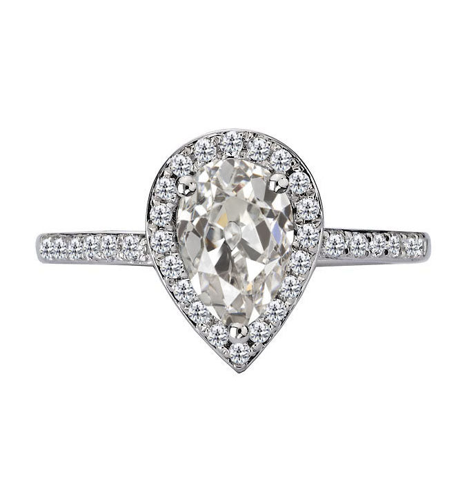 Taille Old Mine Diamant bague en Or Blanc 14 Carats – vue principale