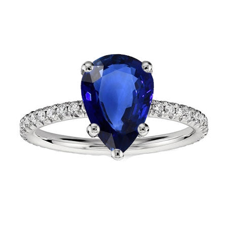 Saphir Bleu Royal Bague Pierre de Couleur – vue principale