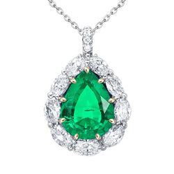 Émeraude Fine Pendentif Gemme – GIA Certifié 3 carats Or Deux