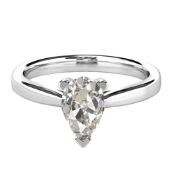 Bague Mono-Pierre Or 14K Blanc avec Diamant – 2 carats