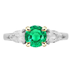 Émeraude GIA Certifié Bague avec Gemme 2 carats en Or 14K