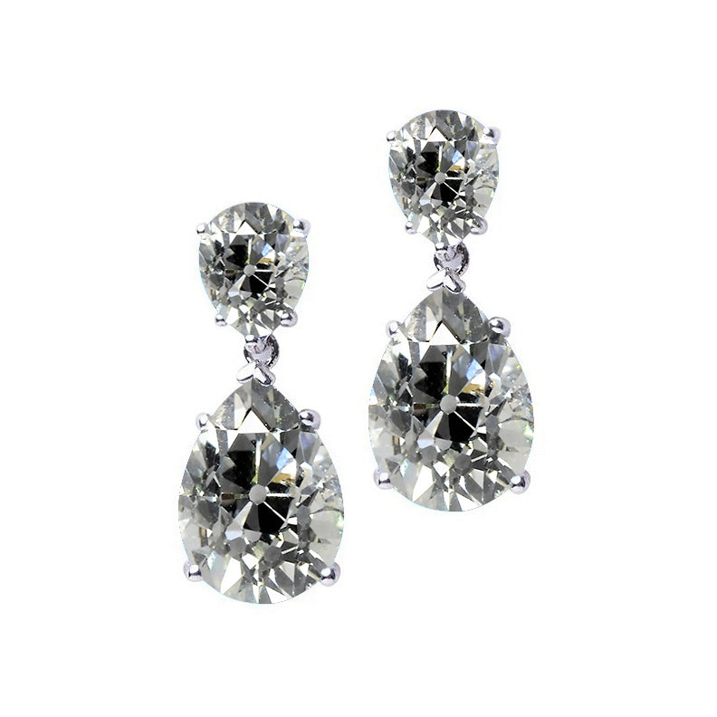 Pendants d'Oreilles Or 14K Blanc avec Diamant Fin – vue principale