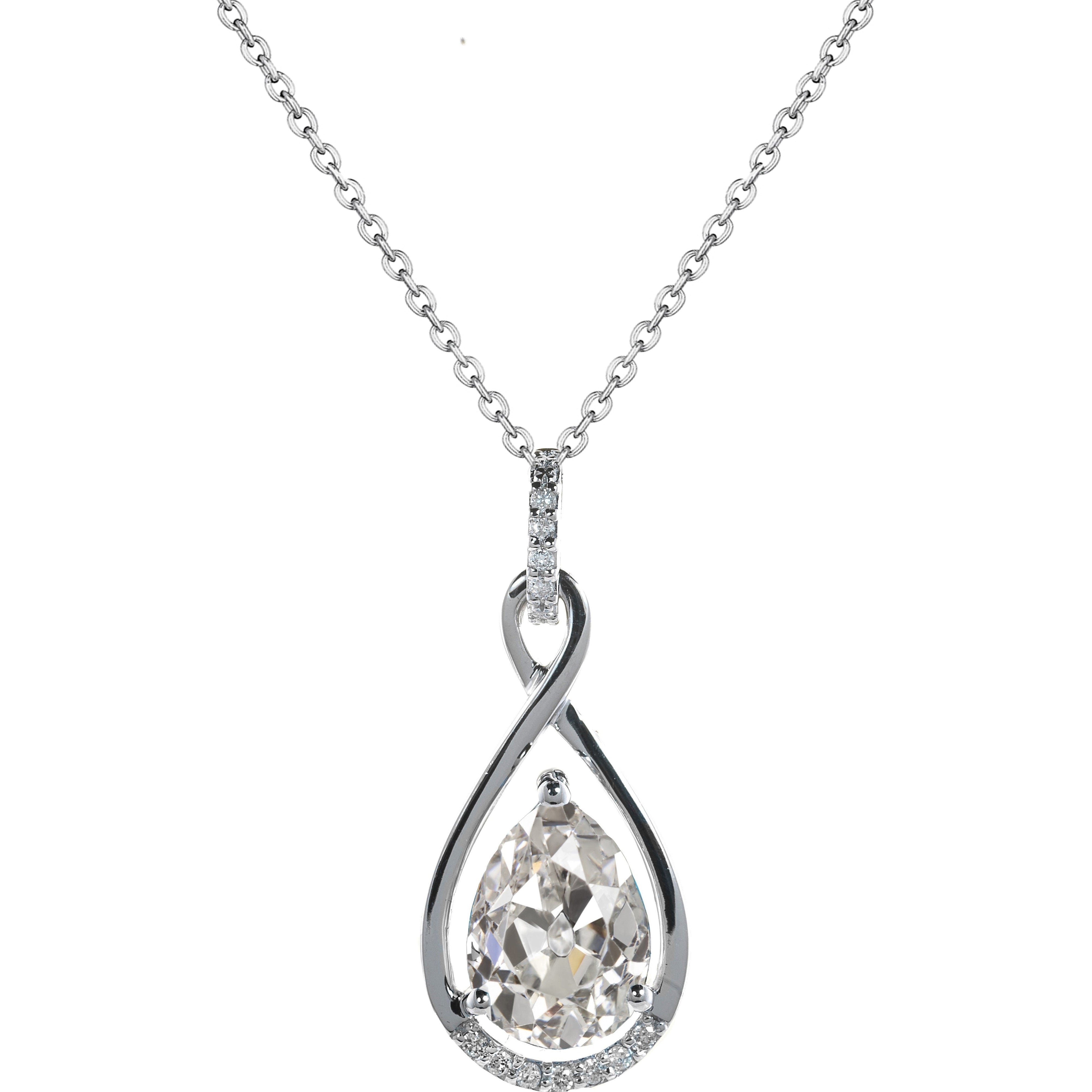 Collier Pendentif Or Blanc 14 Carats avec Brillant – vue principale