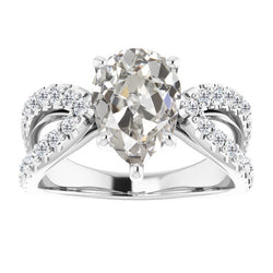 2 carats Diamant Bague Solitaire avec Accents en Or Blanc 14