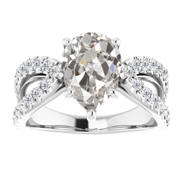 Artisanal Diamant Bague Solitaire avec Accents 2 carats – vue principale