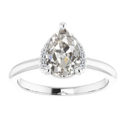 Brillant Bague Solitaire avec Accents 2,50 carats – Or 14K Blanc