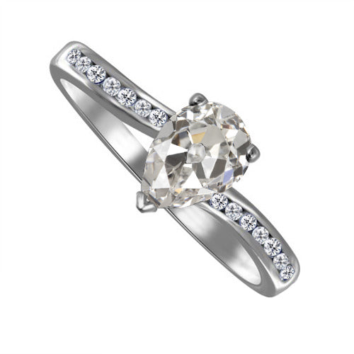 Bague Solitaire avec Accents Or Blanc 14 Carats avec Diamant Fin – vue principale